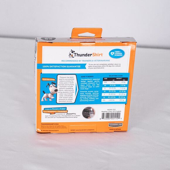 ThunderShirt Classic Anxiety & Calming Vest for Dogs Size XS Gray Fits 8-14 lbs - Picture 2 of 3